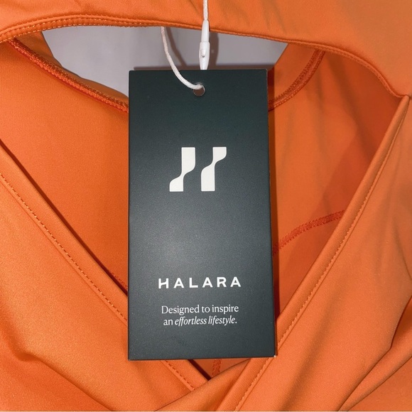 Halara Orange Twisted Cut Out Flare Mini Dance Active Short Sleeve Dress - Picture 3 of 9